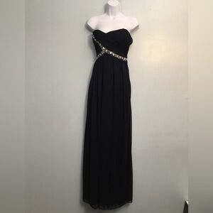 City Studio Blue Strapless Dress with Silver Accents